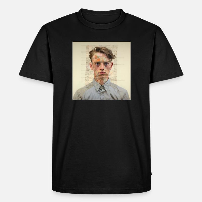 Patchwork-Portraet Collage - Männer Premium Bio T-Shirt - Schwarz