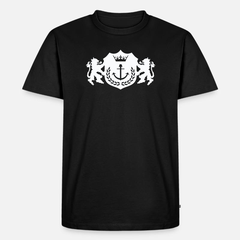 Königlicher Anker-Wappen - Männer Premium Bio T-Shirt - Schwarz