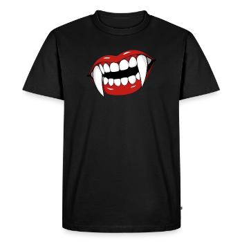 Vampire Lips Pop Art Halloween Party - Men's Premium Organic T-Shirt - black - Front - Nico (187cm)