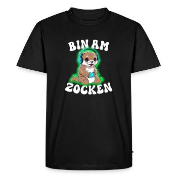 Je joue à Otter - T-shirt Premium bio Homme - noir - Devant - Nico (187cm)