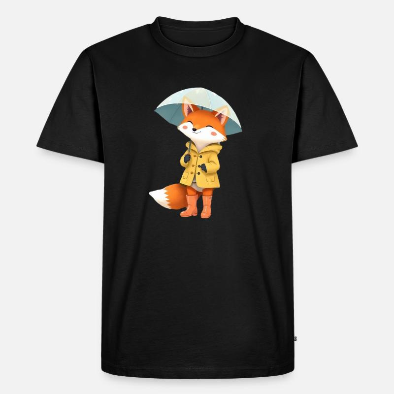 Fuchs Regenmantel Regenschirm - Männer Premium Bio T-Shirt - Schwarz