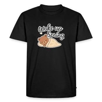 Wake up Spring – Cute Sleeping Bear Design - Men's Premium Organic T-Shirt - black - Front - Nico (187cm)