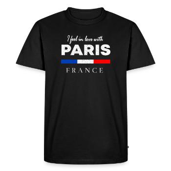 I fell in love with Paris – France Design - Men's Premium Organic T-Shirt - black - Front - Nico (187cm)