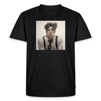 Dreamy Spectacle Wearer Portrait - Men's Premium Organic T-Shirt - black - Front - Nico (187cm)