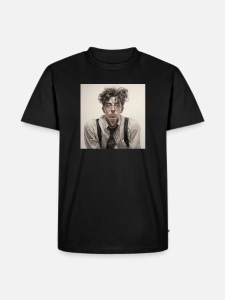 Verträumter Brillenträger Portrait - Männer Premium Bio T-Shirt - Schwarz