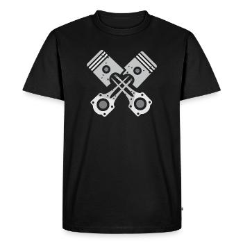 Piston croisé gris conception mécanique - T-shirt Premium bio Homme - noir - Devant - Nico (187cm)