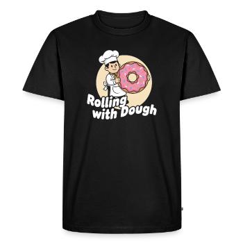 Donut Baker Cartoon - Men's Premium Organic T-Shirt - black - Front - Nico (187cm)