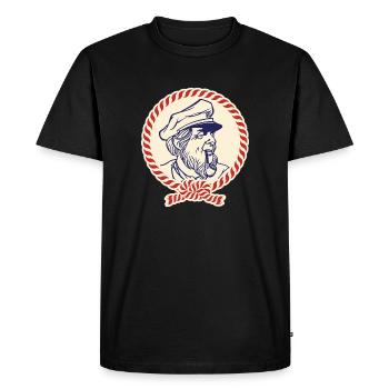 Nautic Design Capitaine Marin Portrait Corde Bordure - T-shirt Premium bio Homme - noir - Devant - Nico (187cm)