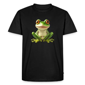 Cheerful frog with big eyes - - Men's Premium Organic T-Shirt - black - Front - Nico (187cm)