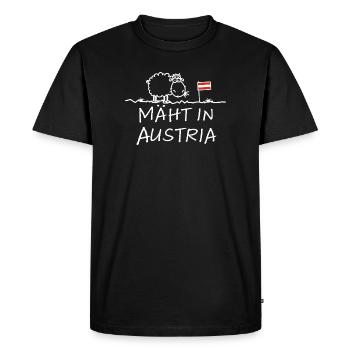 Mäht in Austria – Lustiger Schaf Spruch mit Humor - Men's Premium Organic T-Shirt - black - Front - Nico (187cm)