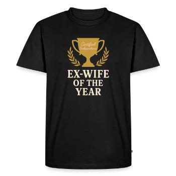 Ex-wife-divorce-humor, Funny, Breakup, - Men's Premium Organic T-Shirt - black - Front - Nico (187cm)