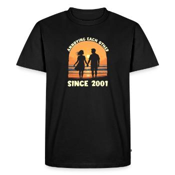 Anniversary of mutual harassment since 2001 - Men's Premium Organic T-Shirt - black - Front - Nico (187cm)
