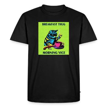 Petit-déjeuner Thug Morning Vice - T-shirt Premium bio Homme - noir - Devant - Nico (187cm)