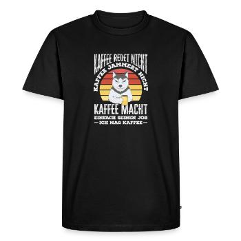 Coffee doesn't talk – I like coffee - Men's Premium Organic T-Shirt - black - Front - Nico (187cm)