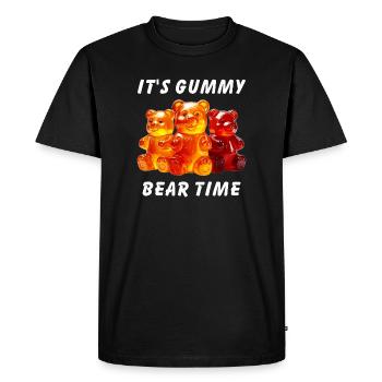 C’EST L’HEURE DES OURSONS EN GÉLATINE - T-shirt Premium bio Homme - noir - Devant - Nico (187cm)
