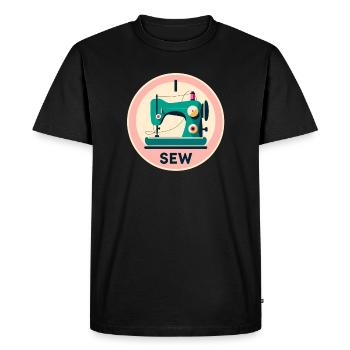 Silhouette de machine à coudre vintage - T-shirt Premium bio Homme - noir - Devant - Nico (187cm)