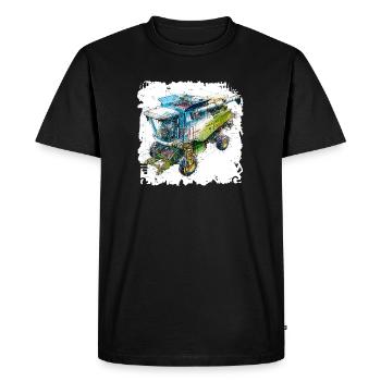 Colored Blueprint Threshing Machine, CAD Design - Men's Premium Organic T-Shirt - black - Front - Nico (187cm)