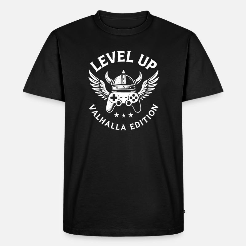 Level Up – Valhalla Edition - Männer Premium Bio T-Shirt - Schwarz