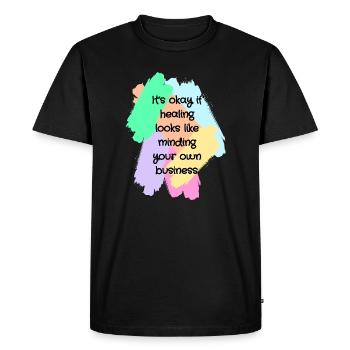 Healing Boundaries Slogan - Men's Premium Organic T-Shirt - black - Front - Nico (187cm)