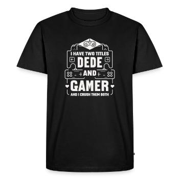 J’ai deux titres : Dede et Player - Türk Dede - T-shirt Premium bio Homme - noir - Devant - Nico (187cm)