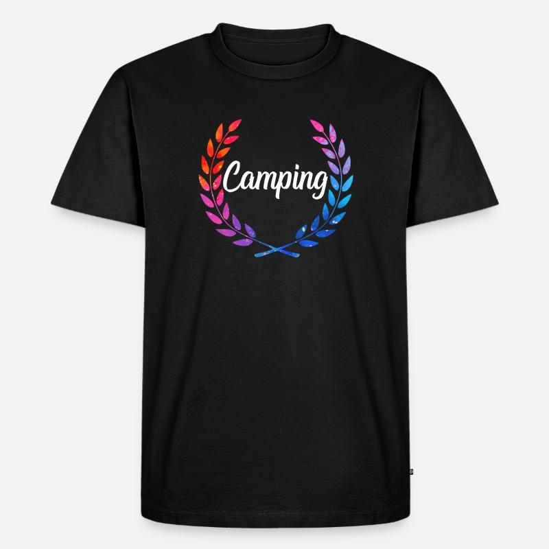 Camping Farblaurel Script - Männer Premium Bio T-Shirt - Schwarz
