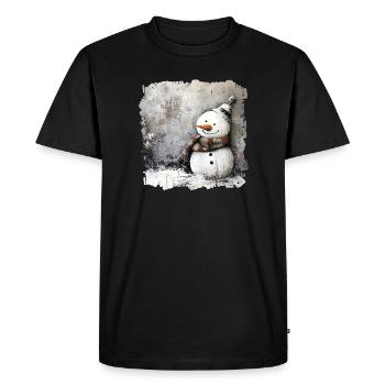 Winter snowman with scarf - Men's Premium Organic T-Shirt - black - Front - Nico (187cm)
