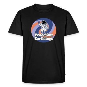 Astronaut Peace Out Earthlings - Men's Premium Organic T-Shirt - black - Front - Nico (187cm)