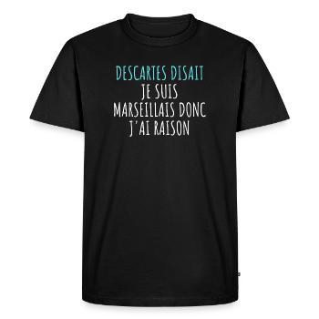 Philosophy Marseille - Parody Descartes Sud - Men's Premium Organic T-Shirt - black - Front - Nico (187cm)