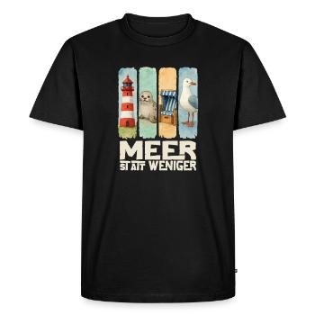 Phare de Moin, chaise de plage avec phoques, côte des mouettes - T-shirt Premium bio Homme - noir - Devant - Nico (187cm)