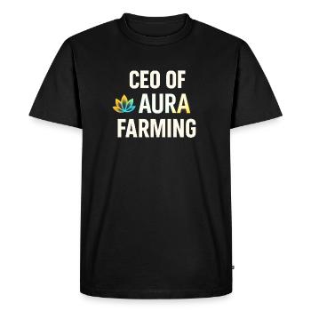 Aura Farming CEO Brand Funny Saying  - Men's Premium Organic T-Shirt - black - Front - Nico (187cm)