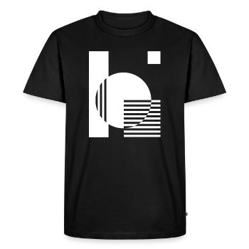 Rayures géométriques mono cercle - T-shirt Premium bio Homme - noir - Devant - Nico (187cm)