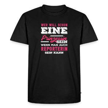 Journaliste d’investigation Journaliste Princesse - T-shirt Premium bio Homme - noir - Devant - Nico (187cm)