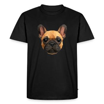Polygone Bouledogue Français – Chien mignon - T-shirt Premium bio Homme - noir - Devant - Nico (187cm)