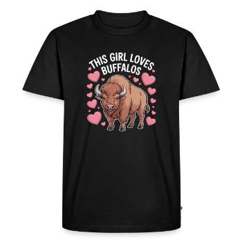Buffalo Disant Fille Drôle Buffalo Cadeau - T-shirt Premium bio Homme - noir - Devant - Nico (187cm)