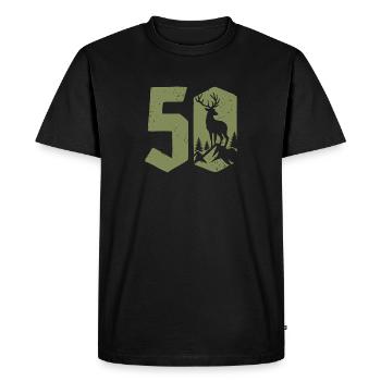 Chasseur 50e anniversaire Chasse 50 ans Nombre Cerf - T-shirt Premium bio Homme - noir - Devant - Nico (187cm)
