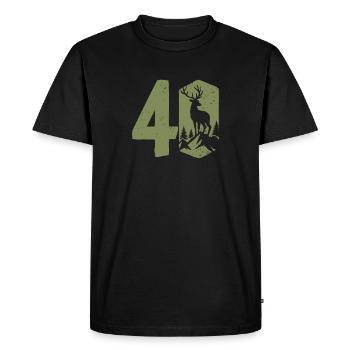 Chasseur 40e anniversaire Chasse 40 ans Nombre Cerf - T-shirt Premium bio Homme - noir - Devant - Nico (187cm)