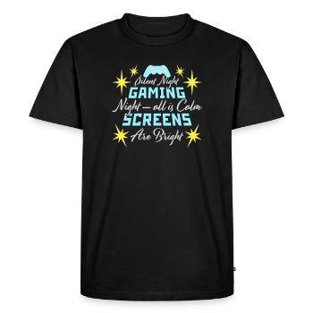 Nuit silencieuse Nuit de jeu Tous les écrans calmes Lumineux - T-shirt Premium bio Homme - noir - Devant - Nico (187cm)