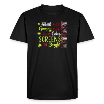 Nuit silencieuse Nuit de jeu Tous les écrans calmes Lumineux - T-shirt Premium bio Homme - noir - Devant - Nico (187cm)