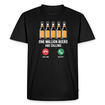 Un million de bières vous appellent - Funny Drinking Mem - T-shirt Premium bio Homme - noir - Devant - Nico (187cm)