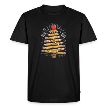 Colored pencil tree with fairy lights - Men's Premium Organic T-Shirt - black - Front - Nico (187cm)