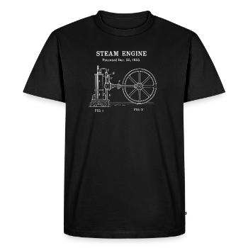 Vintage Steam Engine Blueprint - Men's Premium Organic T-Shirt - black - Front - Nico (187cm)