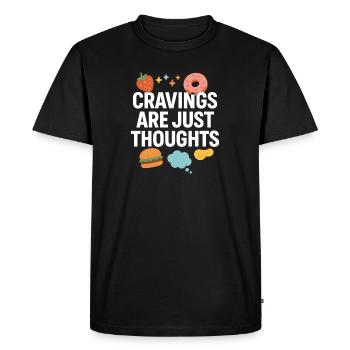 Cravings Are Just Thoughts, Funny Food Lover - Men's Premium Organic T-Shirt - black - Front - Nico (187cm)