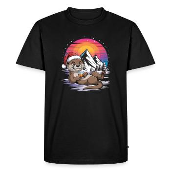 Santa Funny Christmas Christmas with Saying - Men's Premium Organic T-Shirt - black - Front - Nico (187cm)