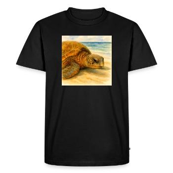 Tortue aquarelle près de la plage - T-shirt Premium bio Homme - noir - Devant - Nico (187cm)