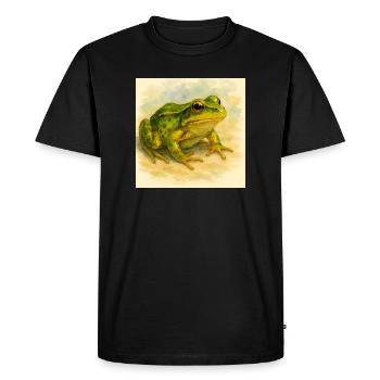 Watercolor Green Frog - Men's Premium Organic T-Shirt - black - Front - Nico (187cm)