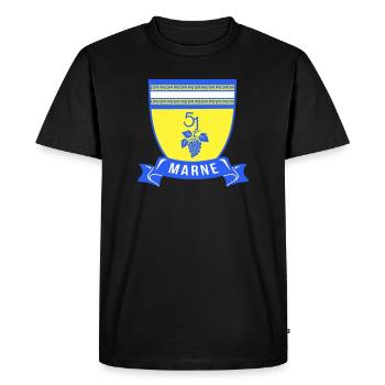 Blason Marne 51 avec une grappe de raisin - T-shirt Premium bio Homme - noir - Devant - Nico (187cm)