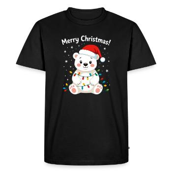 Ours polaire Noël Mignon Joyeux Noël Pôle Nord - T-shirt Premium bio Homme - noir - Devant - Nico (187cm)