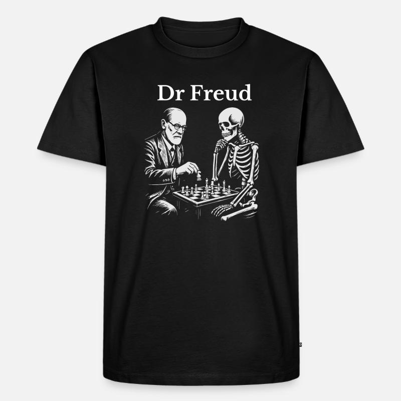 Freud Schachduell mit dem Skelett - Männer Premium Bio T-Shirt - Schwarz
