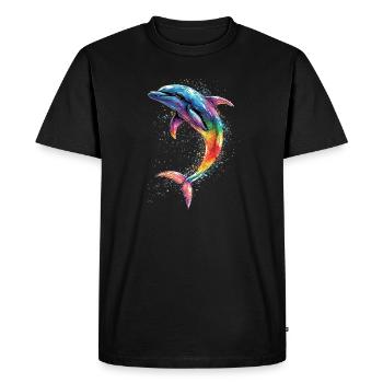 Dauphin Plongeur Dauphins Océan Dauphins mignons Dauphin - T-shirt Premium bio Homme - noir - Devant - Nico (187cm)