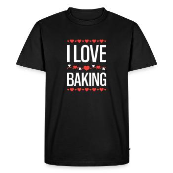 J’adore cuisiner des cœurs - T-shirt Premium bio Homme - noir - Devant - Nico (187cm)
